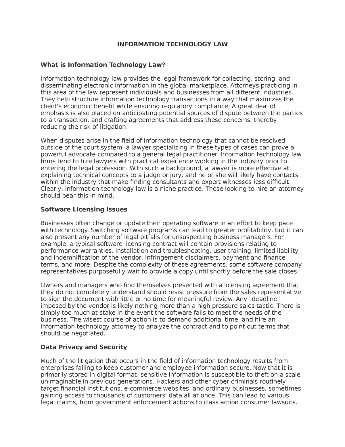 information technology law research topics