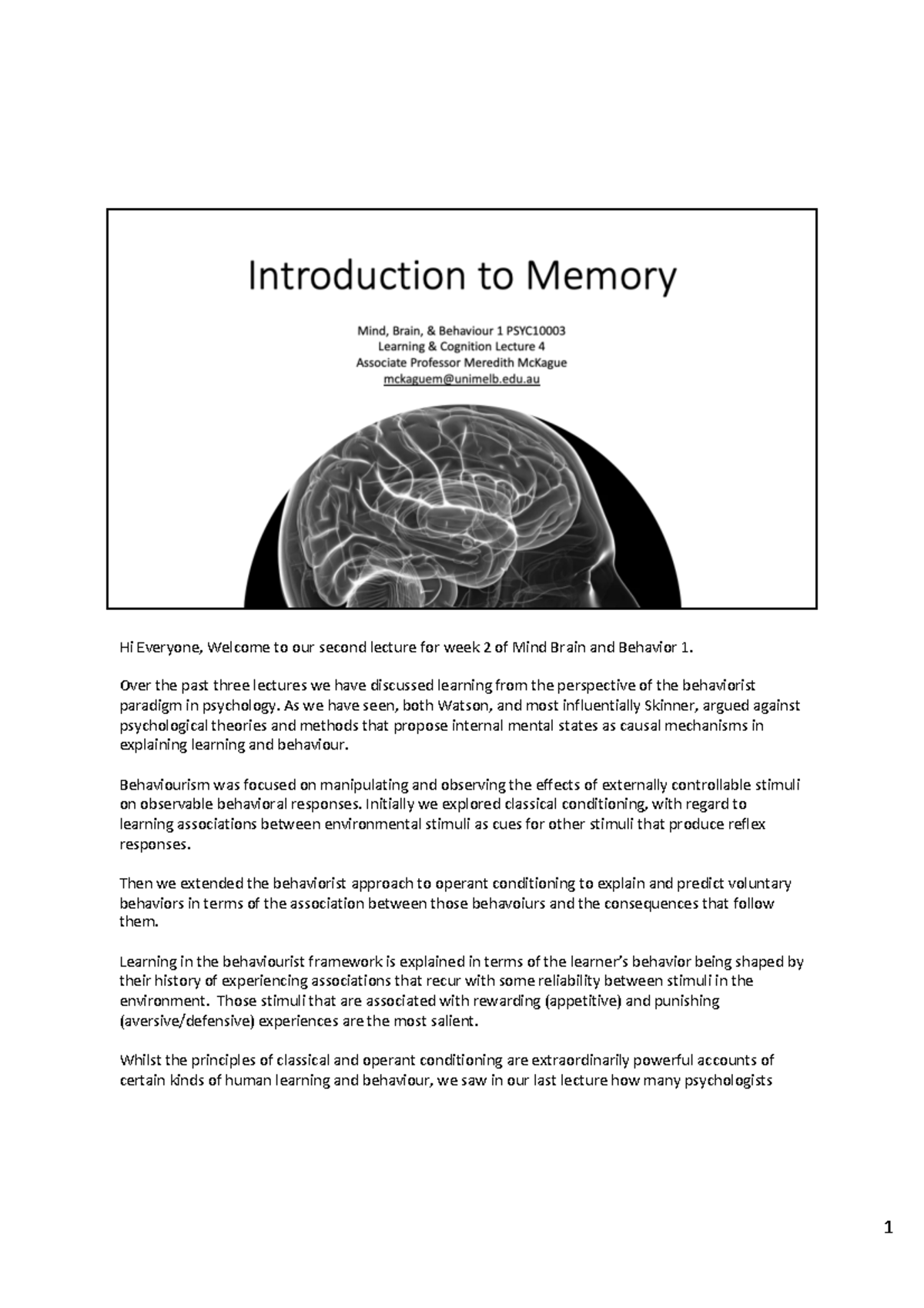 L4 Introduction To Memory 2021 Notes Hi Everyone Welcome To Our L4 Introduction To Memory 2021 Notes Hi Everyone Welcome To Our