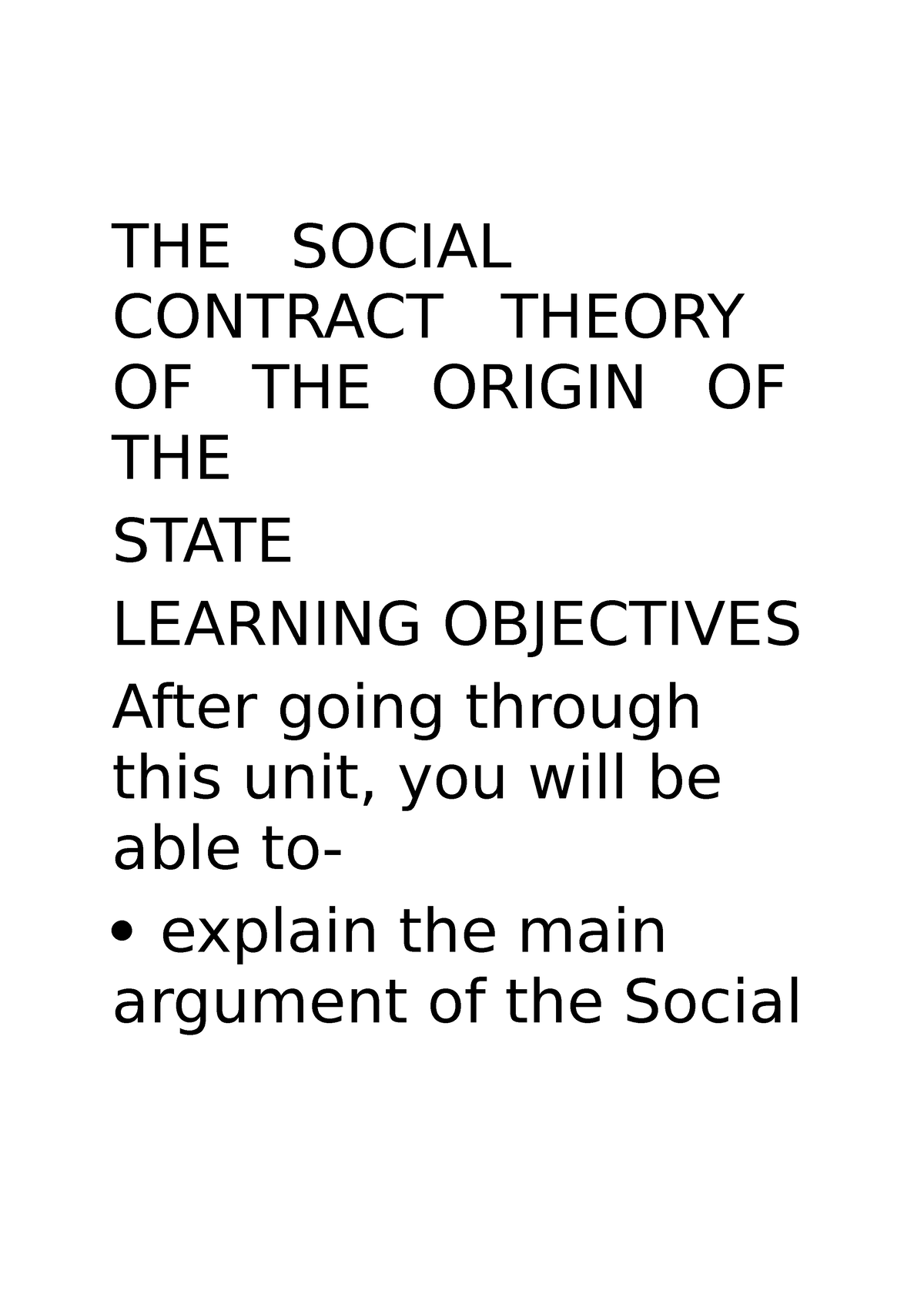 essay on social contract theory of origin of state