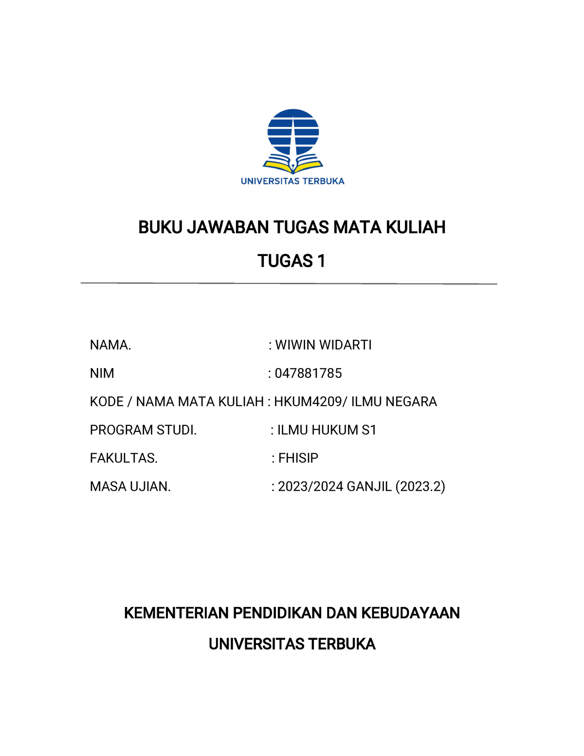 BJT Tugas 1 - Hdhd - BUKU JAWABAN TUGAS MATA KULIAH TUGAS 1 NAMA ...