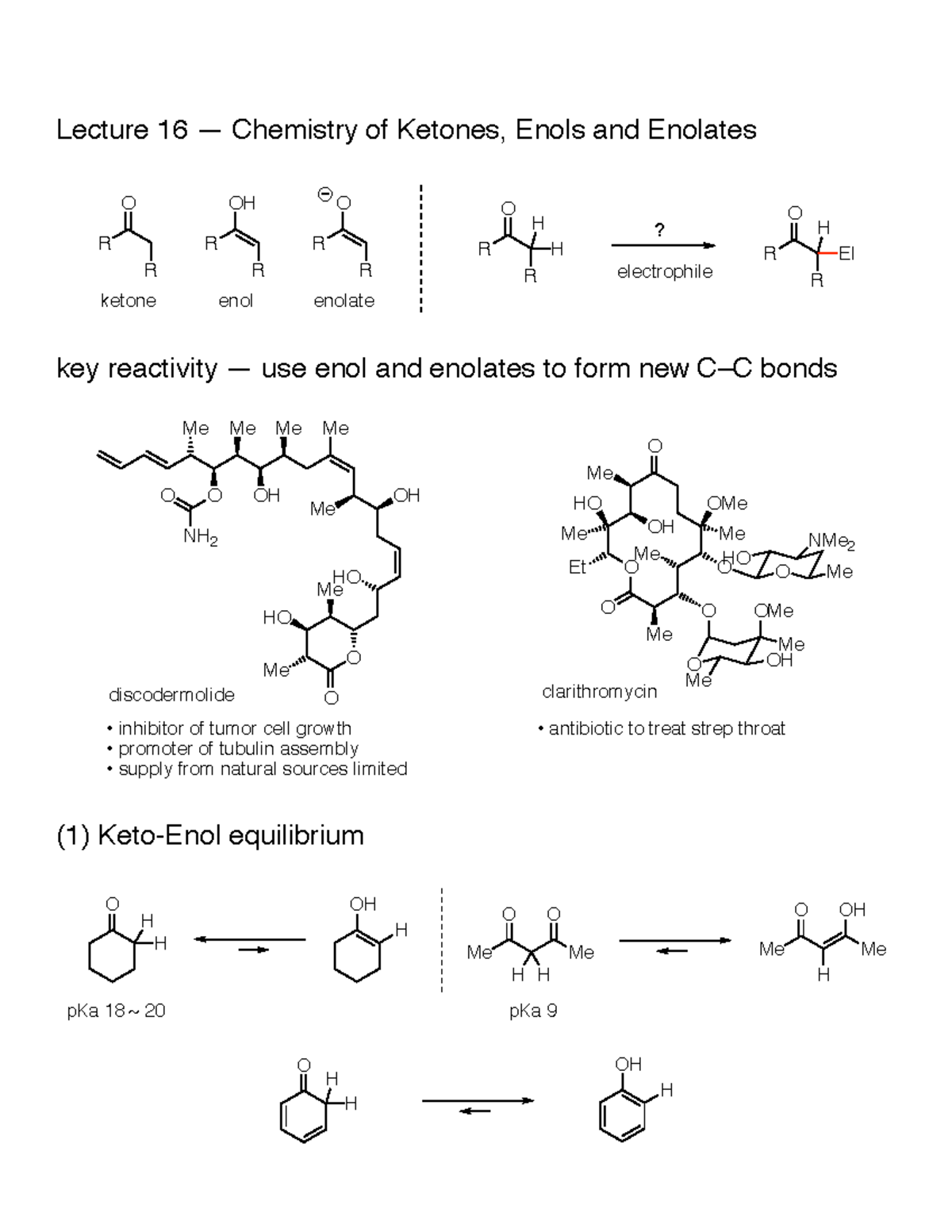 L16 2021 - orgo 2 lect. 16 - Lecture 16 — Chemistry of Ketones, Enols ...