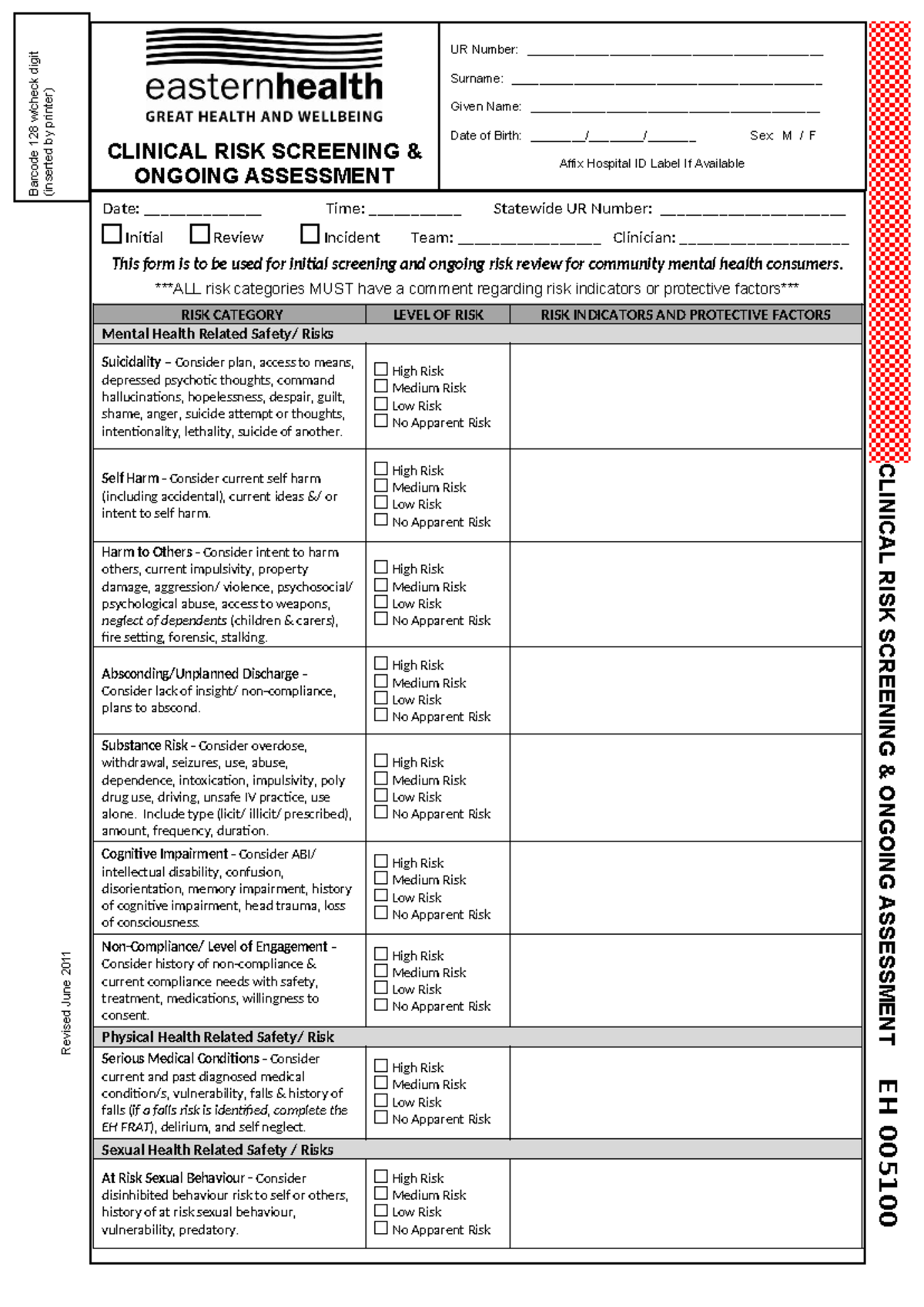 Clinical Risk Screening - CLINICAL RISK SCREENING & ONGOING ASSESSMENT ...