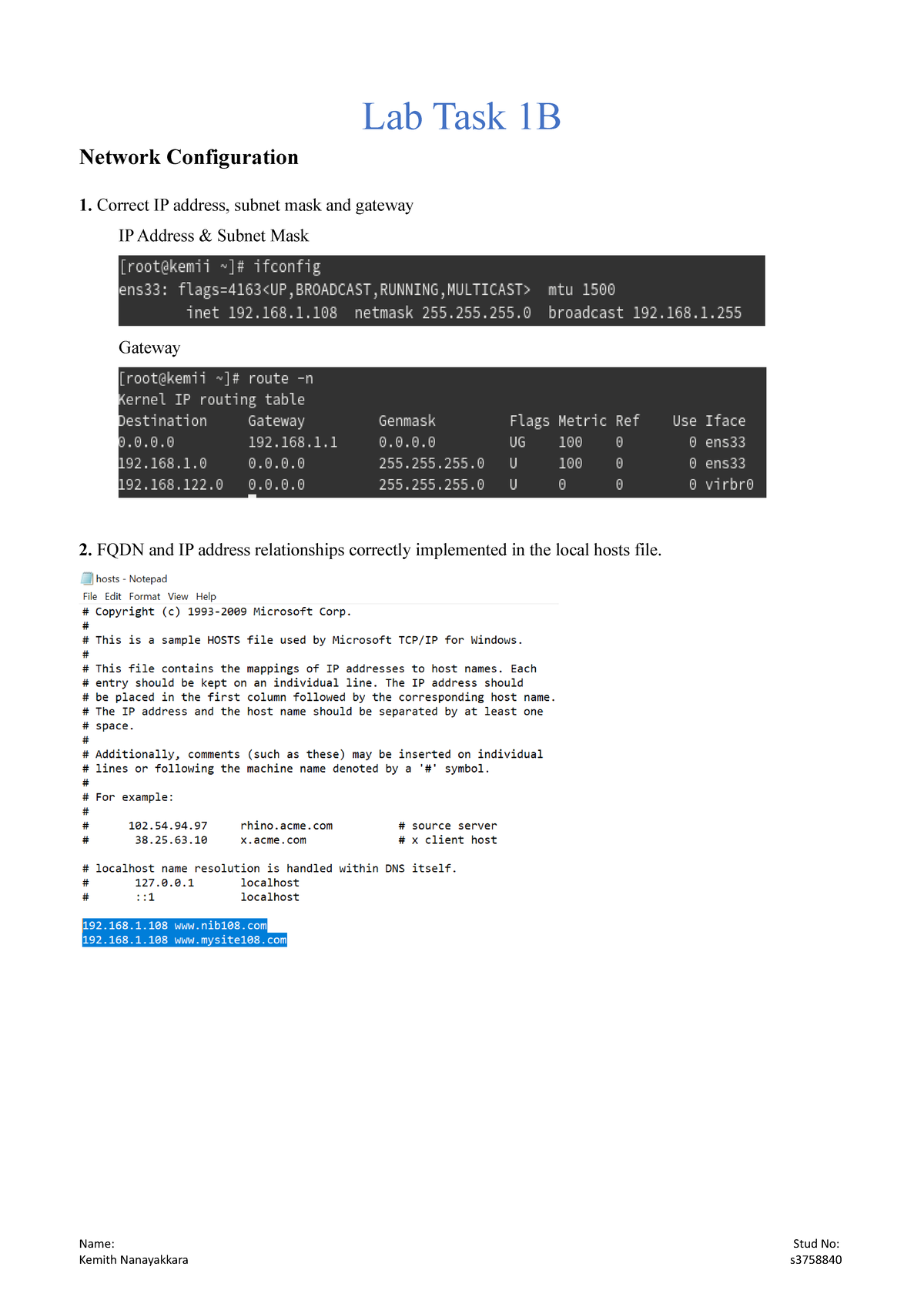 Lab Task 1B - Assignment 1 For Lab Tasks - Lab Task 1B Network ...