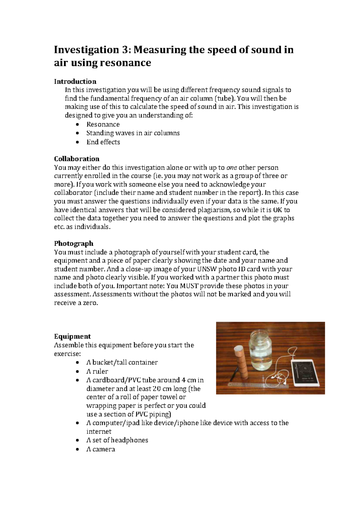 Investigation 3 2019 - Investigation 3: Measuring the speed of sound in ...