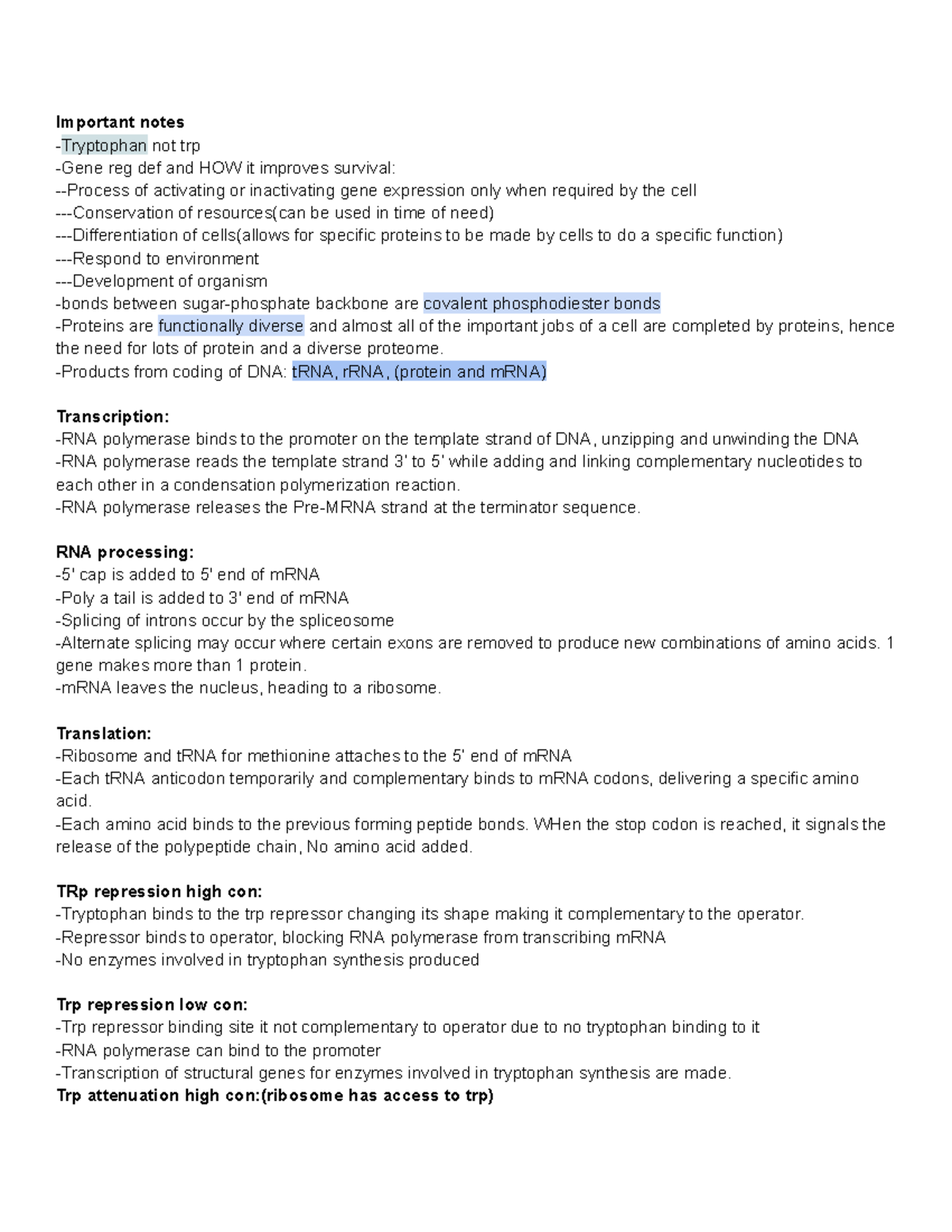 Bio rev unit 3 sac 1 - key points and notes - Important notes ...