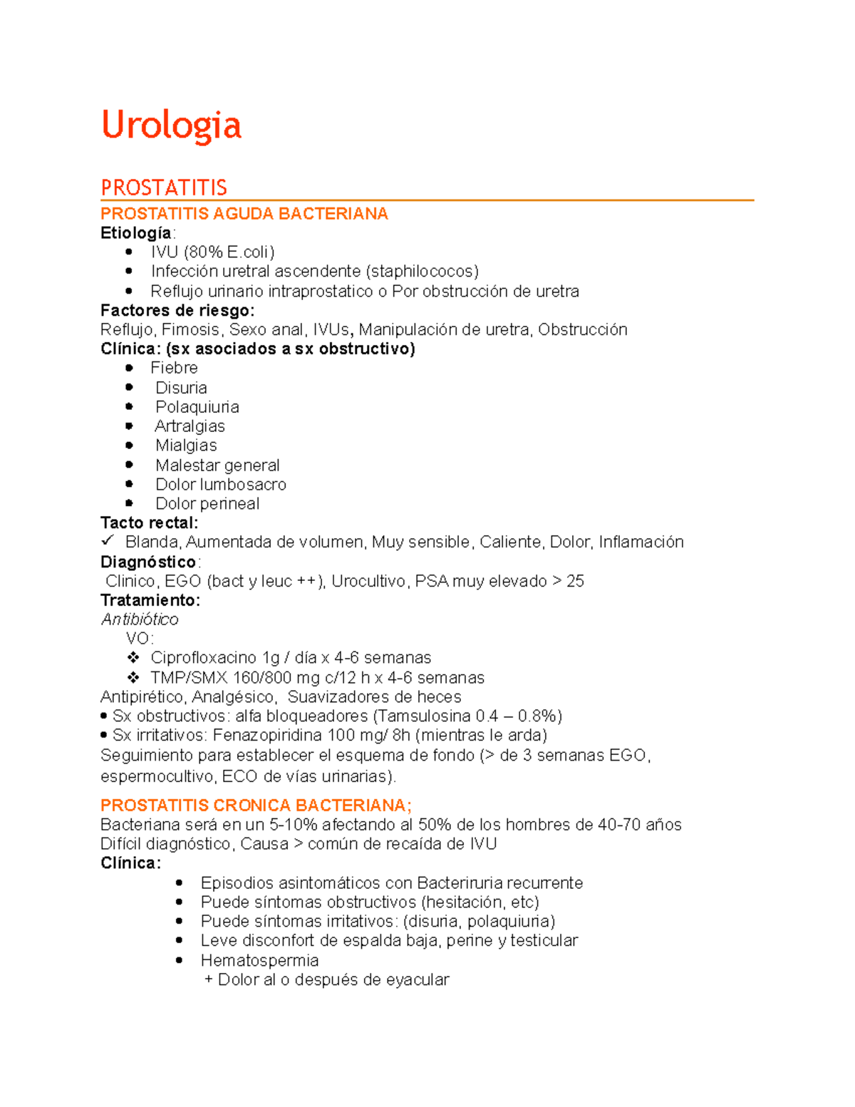 cirugía de prostatitis bacteriana aguda