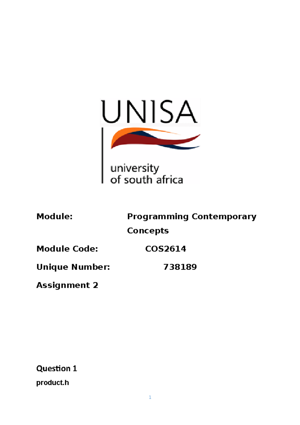 Cos2614 Assignment 2 2021 Module Programming Contemporary Concepts Module Code Cos Unique Cos2614 Assignment 2 2021 Module Programming Contemporary Concepts Module Code Cos Unique