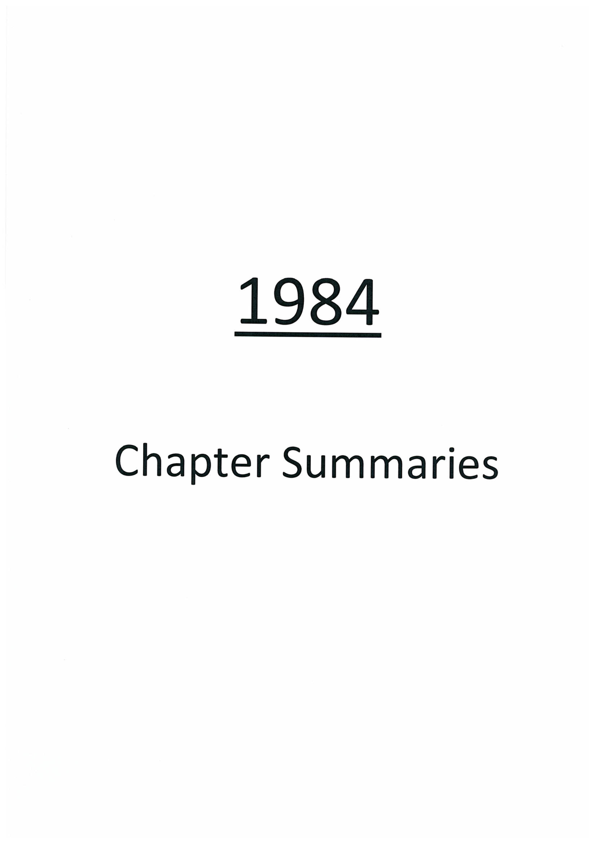 1984 Chapter Summaries 2018 - Technical English - Studocu