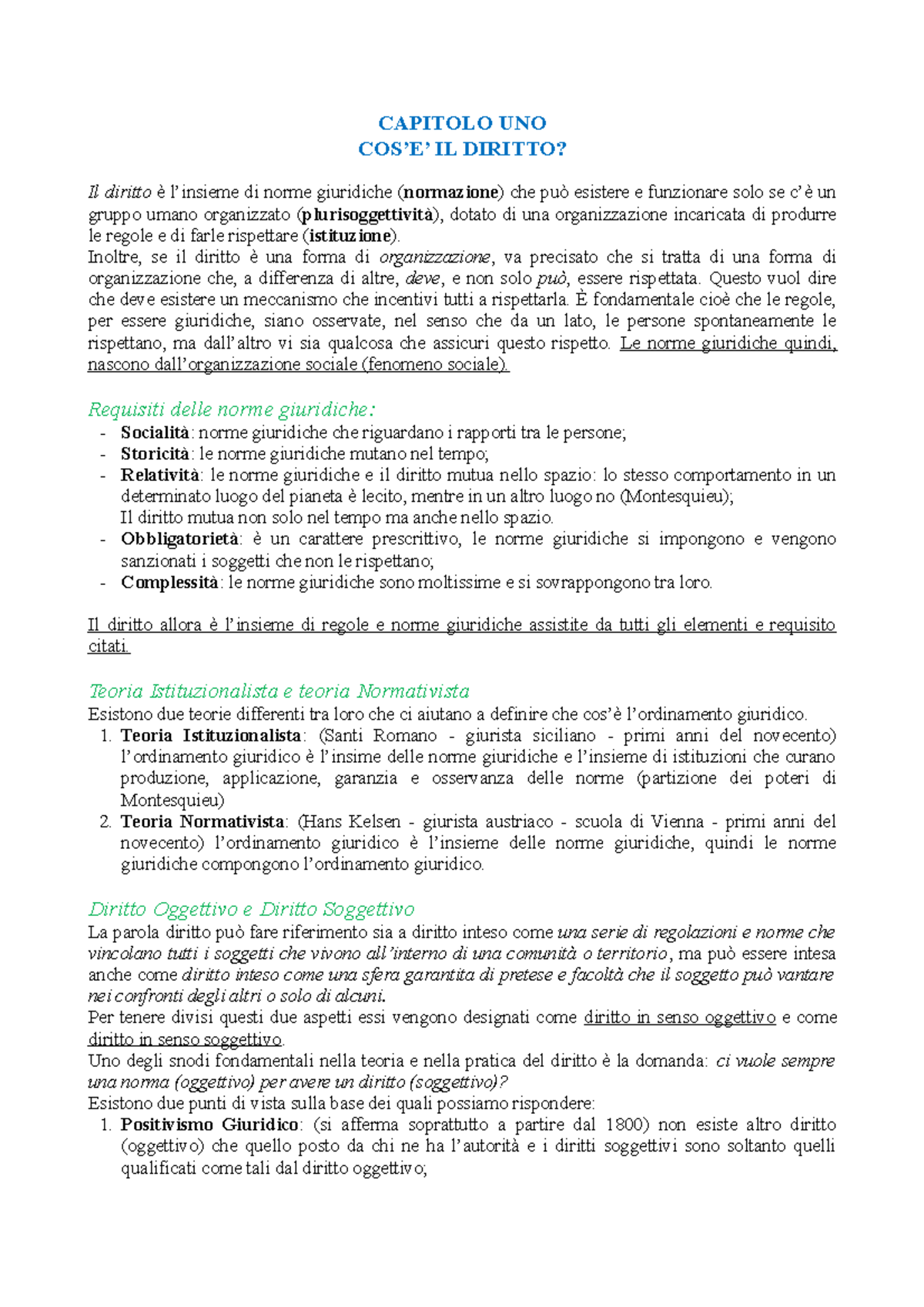 Capitolo UNO - Cos'è Il Diritto - CAPITOLO UNO COS’E’ IL DIRITTO? Il ...