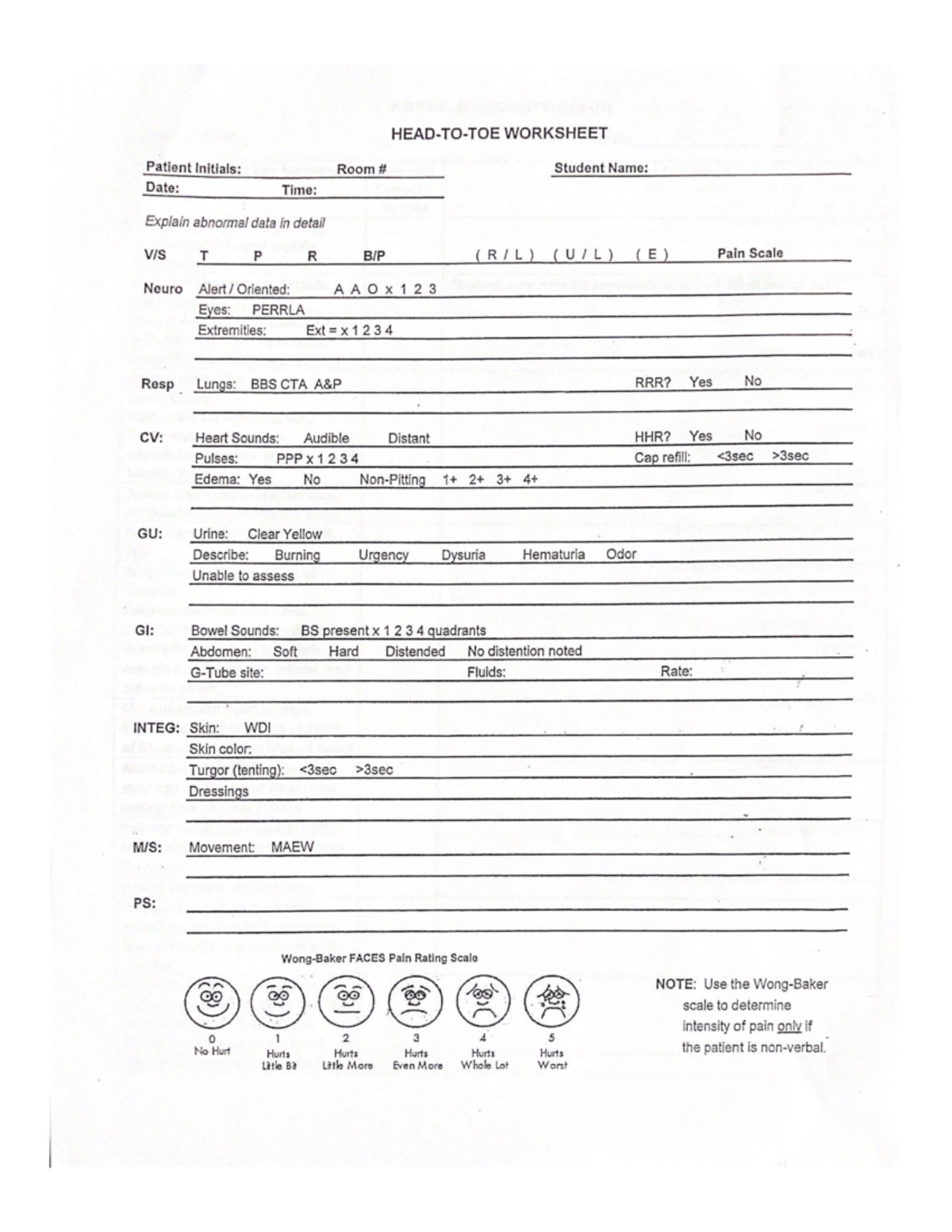 PNVN1439 HEAD-TO-TOE Worksheet 052022 - Mds 1234 - Studocu