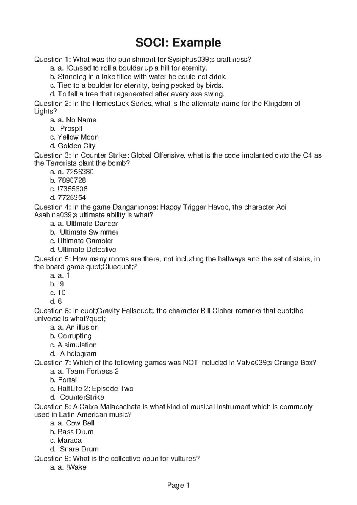 SOCI252 Test Prep 9 - SOCI: Example Question 1: What was the punishment ...