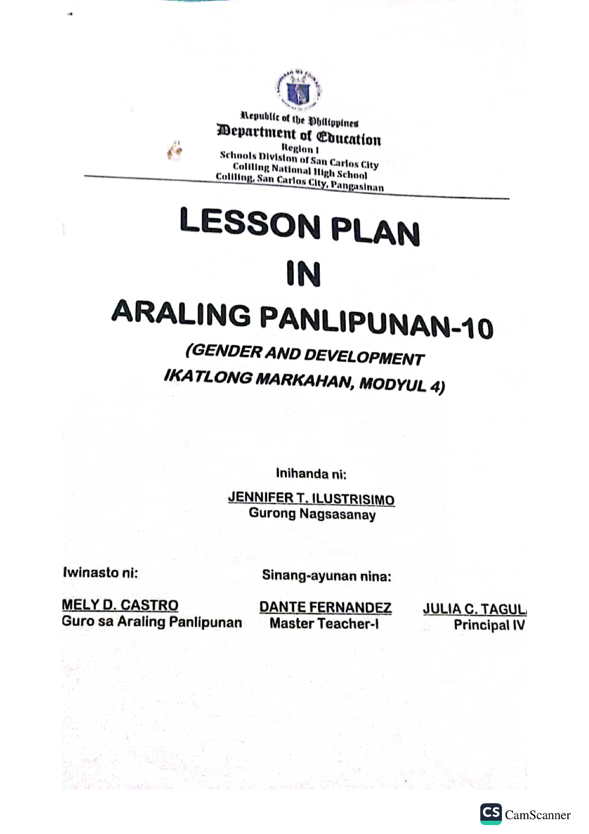 Cam Scanner-LP - SAMPLE SEMI-DETAILED LESSON PLAN IN ARALING PANLIPUNAN ...