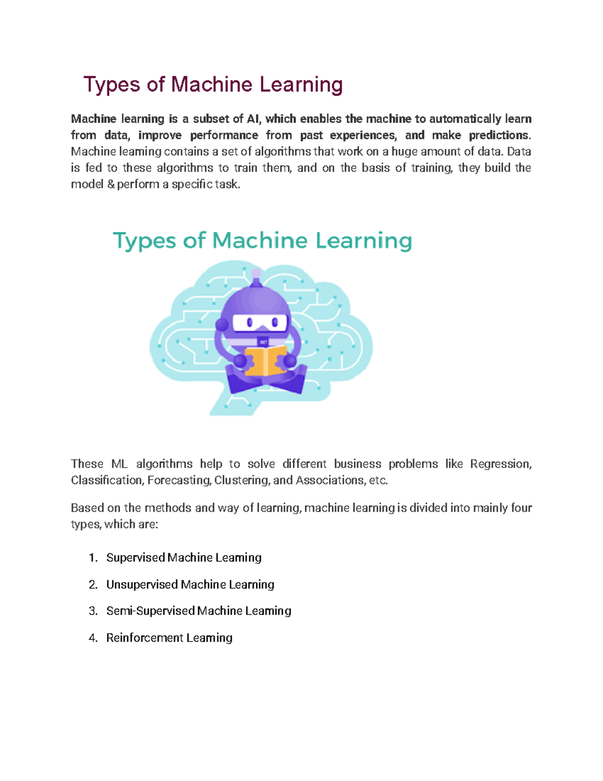 What are the types of Machine learning - Types of Machine Learning ...
