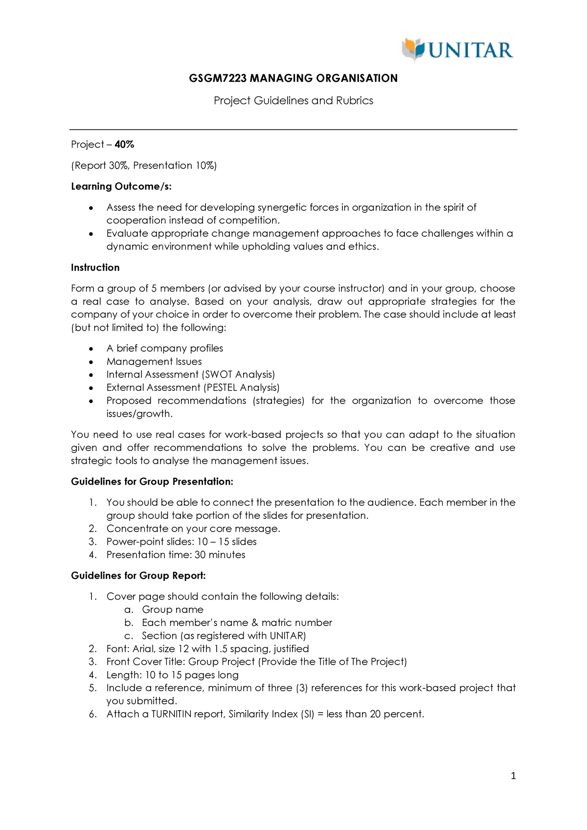 GSGM7223 - Project - Managing Organisation Case Study - GSGM7223 ...