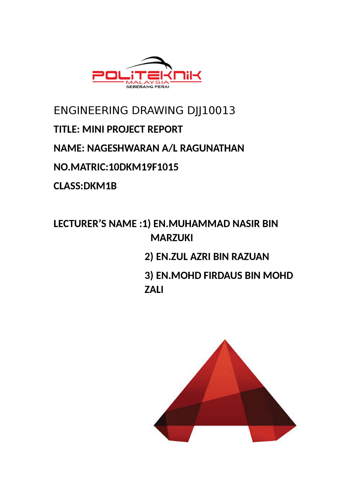 Engineering Project. Mini project drawing autocad   ENGINEERING ...
