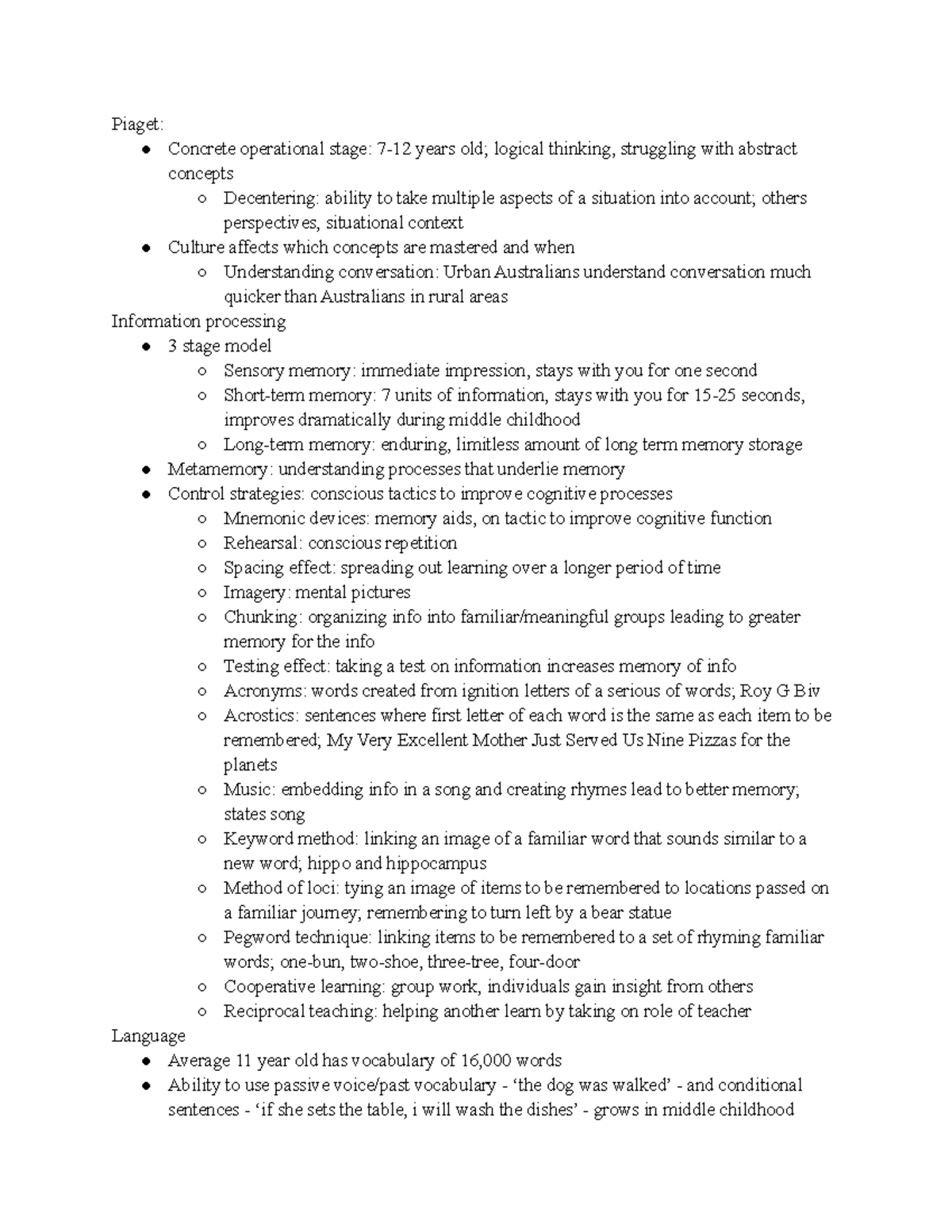 1617 Lecture notes 1617 Piaget Concrete operational stage 712