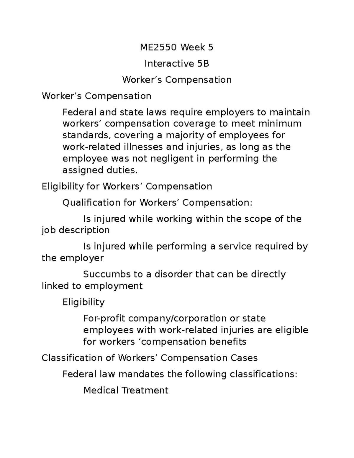 Interactive 5B - PowerPoint - ME2550 Week 5 Interactive 5B Worker’s ...