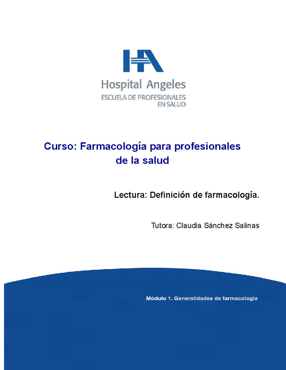 Lectura Definici-n De Farmacolog-a - Curso: Farmacología Para ...