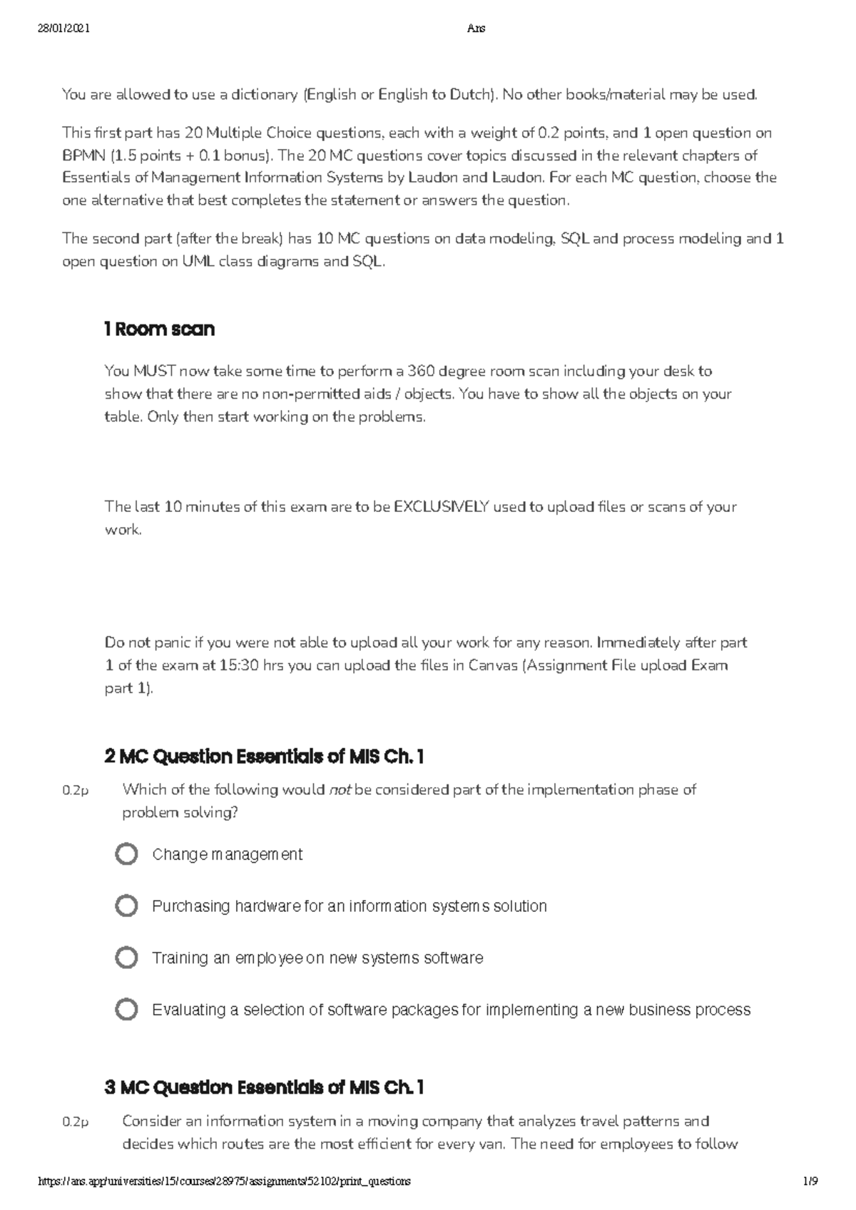 1BV00 Exam April 2020 Part1 You Are Allowed To Use A Dictionary