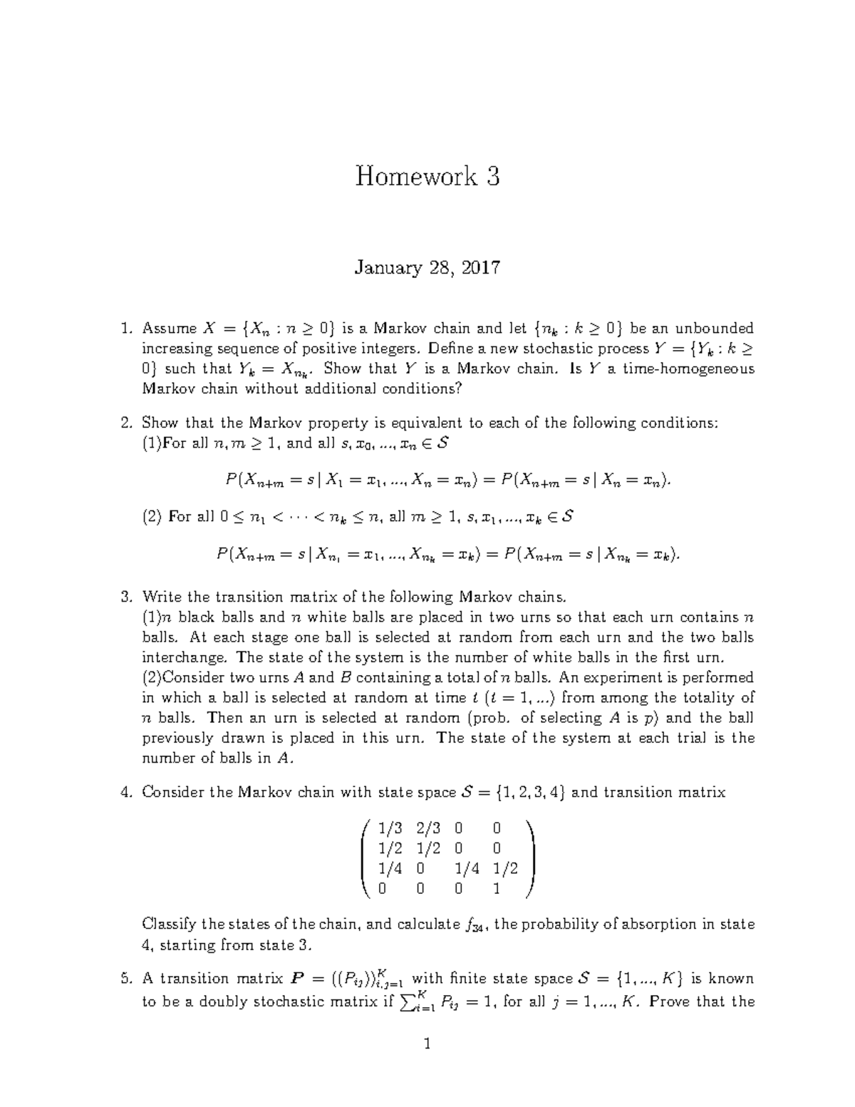 Hw 3 Ams263 Stochastic Processes Studocu