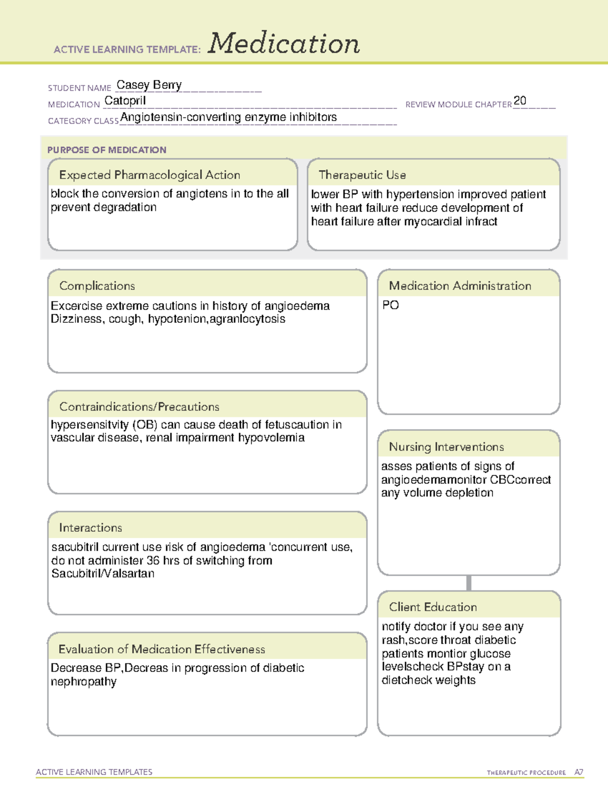 Monitoring for medication interactions Chapter 20 - ACTIVE LEARNING ...