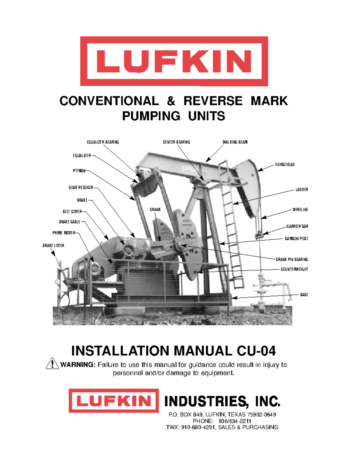 Lufkinbombeomecanico CU04 P. BOX 849, LUFKIN, TEXAS 75902 PHONE