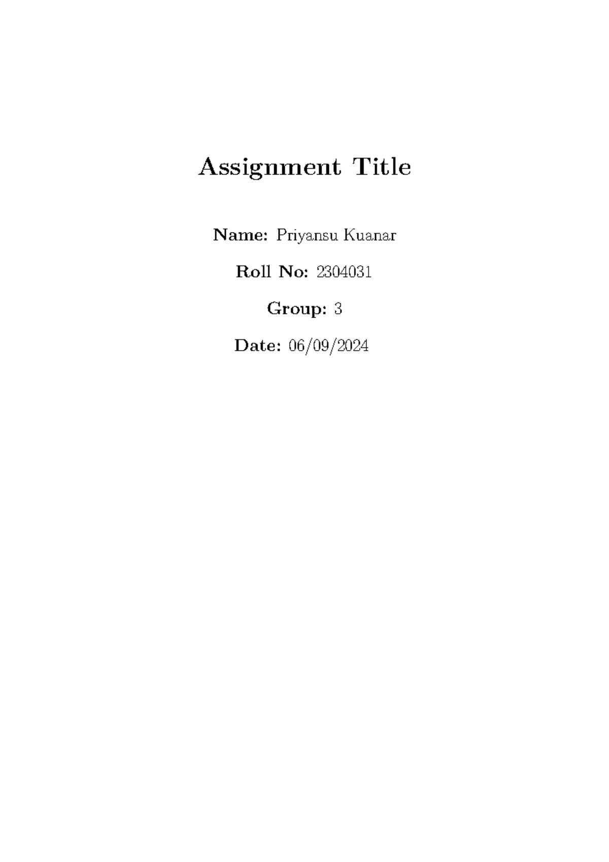 Assignment 2(2304031) - Assignment Title Name: Priyansu Kuanar Roll No ...