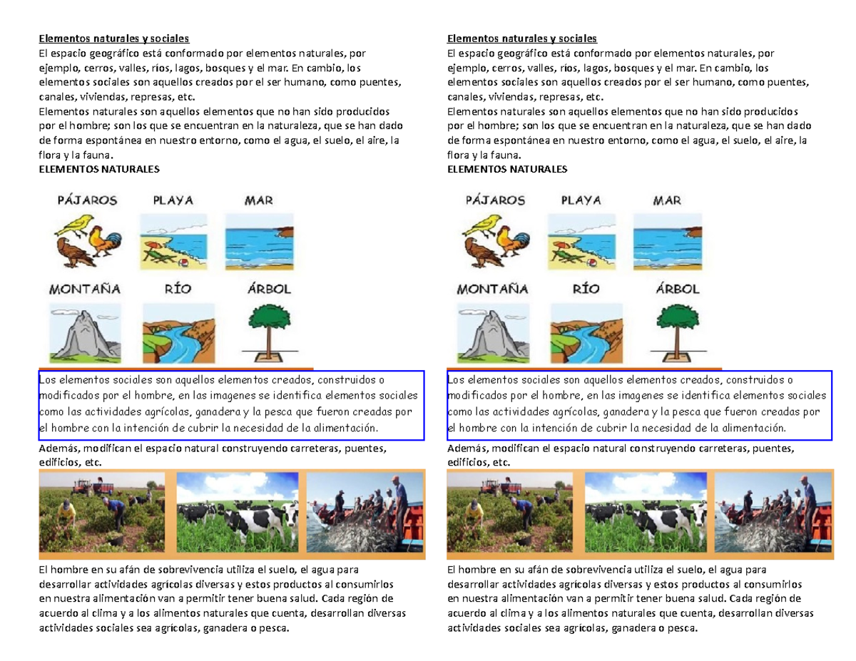 Elementos naturales y sociales - En cambio, los elementos sociales son