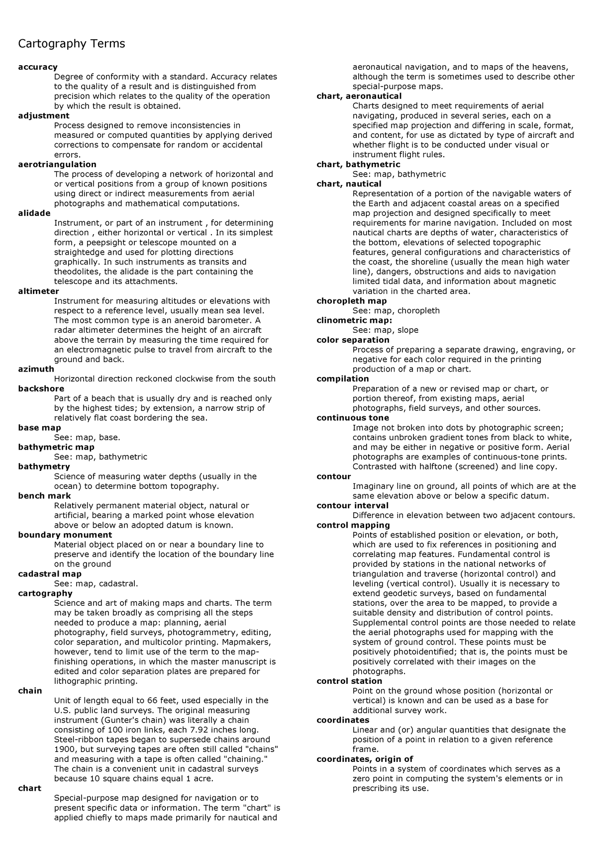 Cartography Terms - I am helpful.. - accuracy Degree of conformity with ...