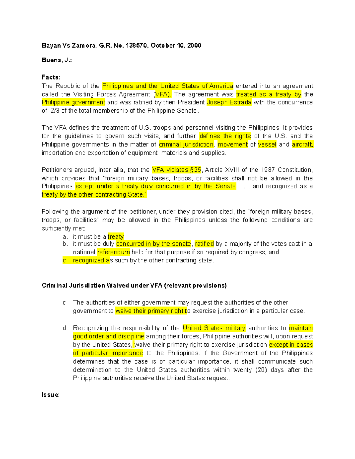 Bayan V. Zamora, G.R. No. 138570, October 10, 2000 - Bayan Vs Zamora, G ...