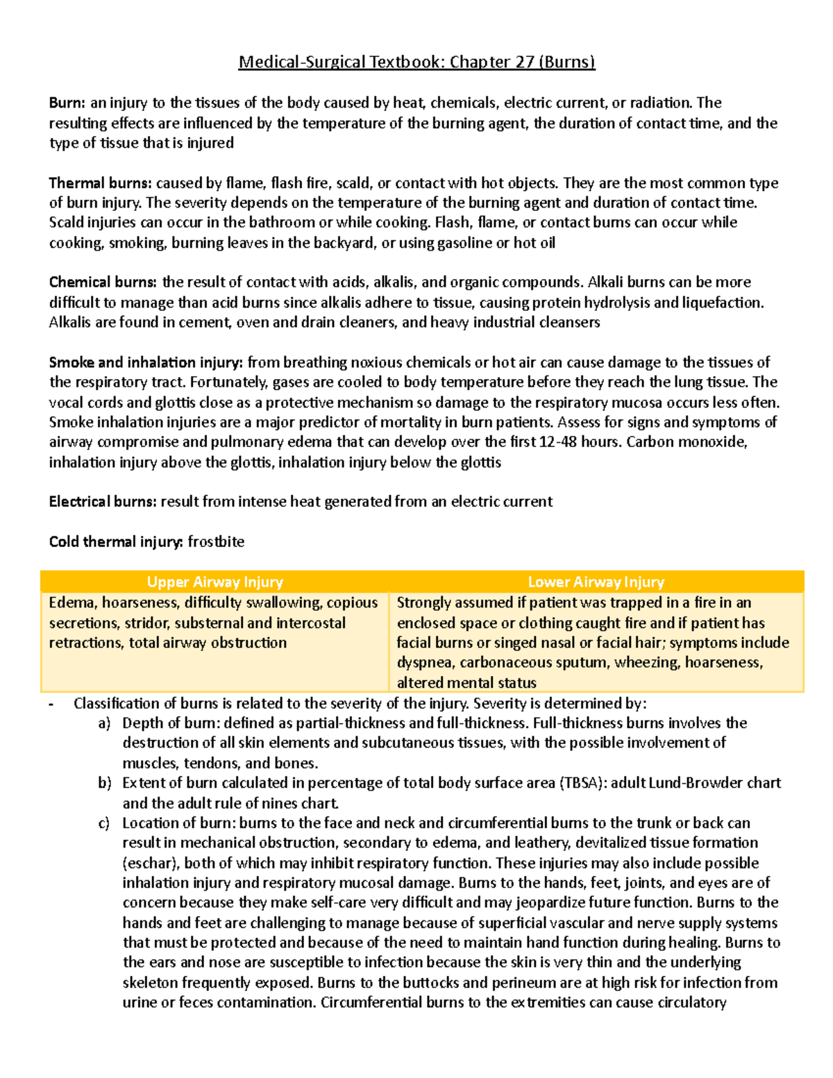 Readings (Burn&MODS) - Medical-Surgical Textbook: Chapter 27 (Burns ...