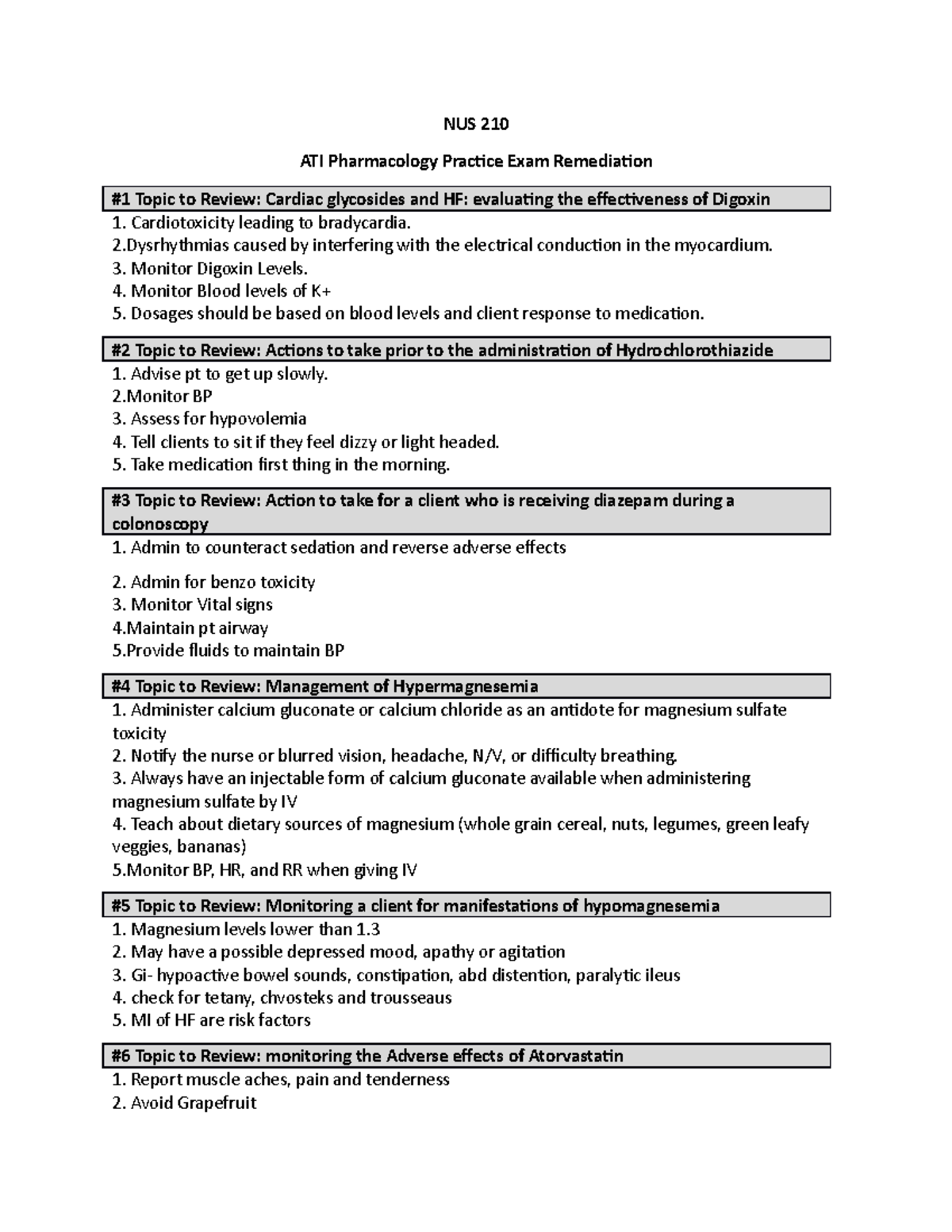 ATI Pharmacology Remediation Template #2 - NUS 210 ATI Pharmacology ...