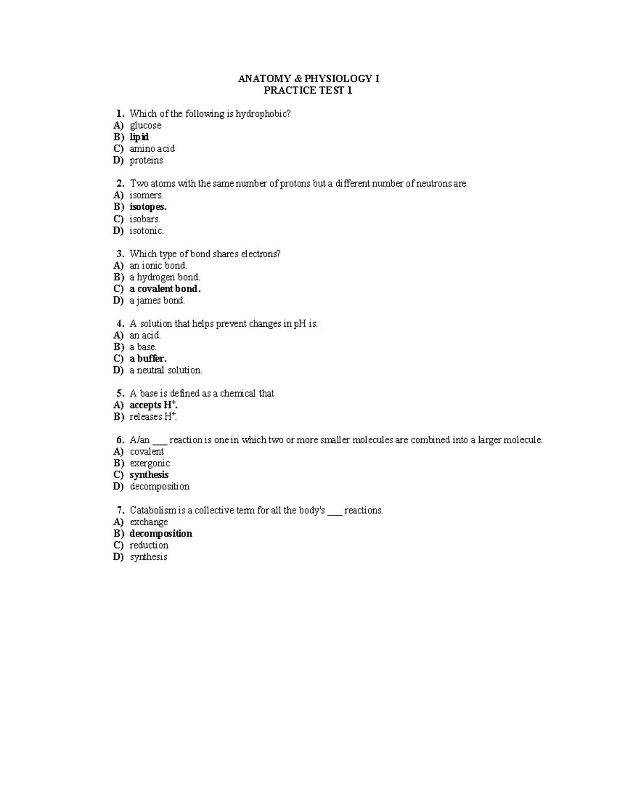 ANATOMY AND PHYSIOLOGY 1 PRACTICE TESTS visual data 8