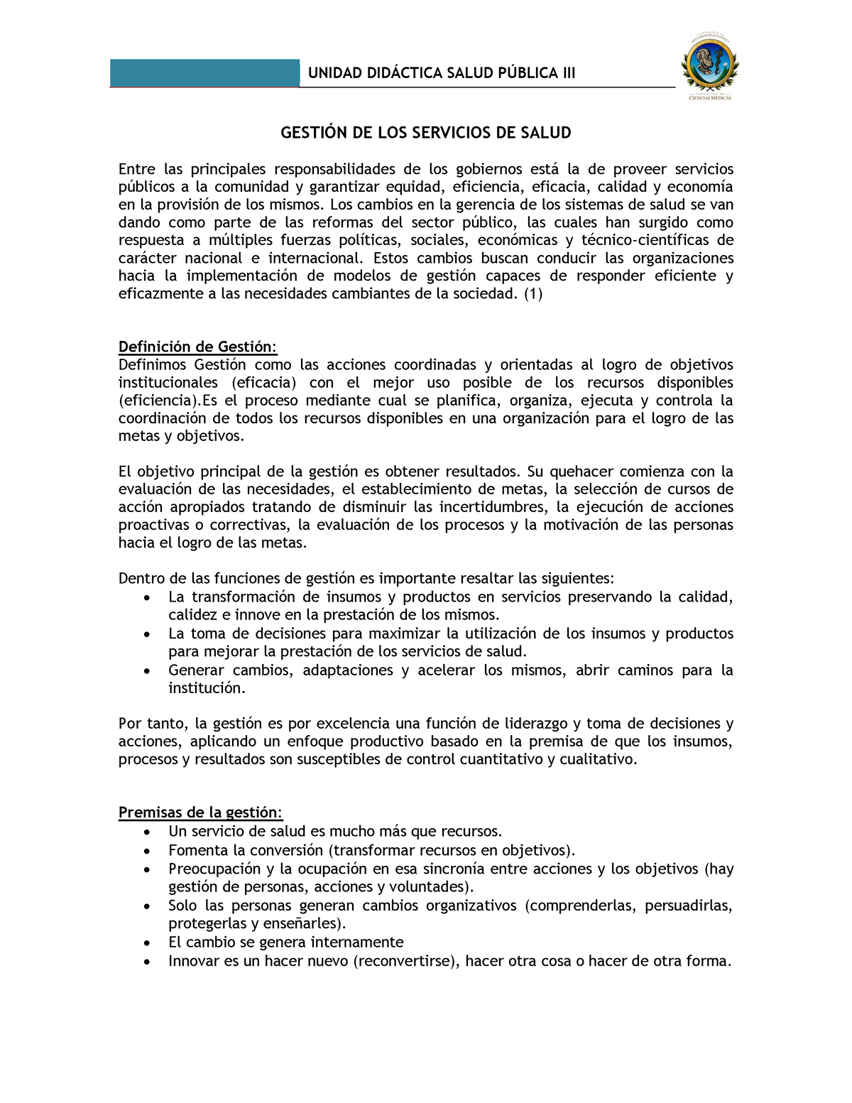 Gestión De Los Servicios De Salud Unidad DidÁctica Salud PÚblica Iii GestiÓn De Los Servicios 0026