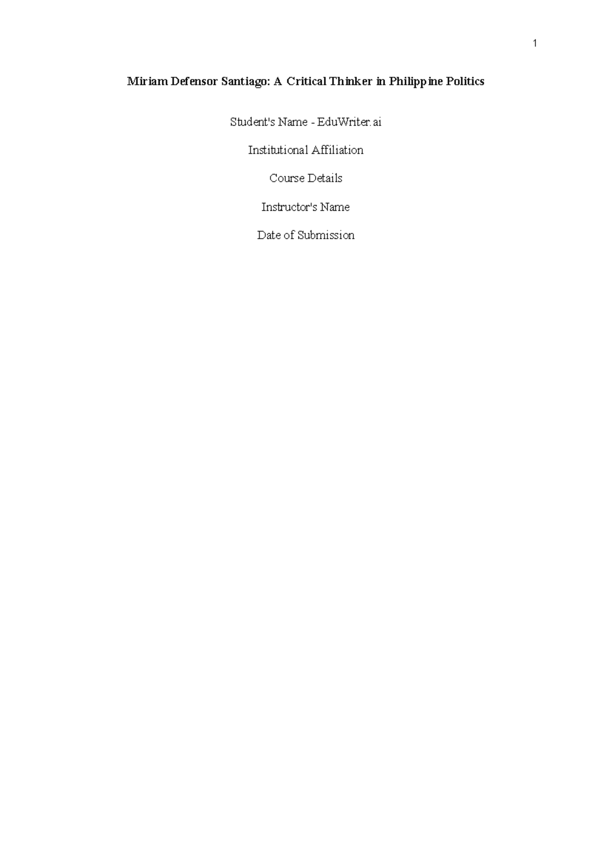 Why miriam defensor santiago, a philippine political personality, is a ...