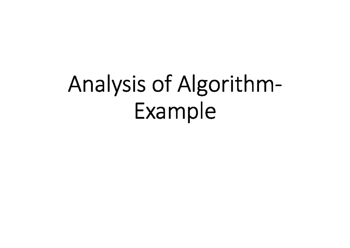 Analysis of algorithms in Compilers - Analysis of Algorithm ...