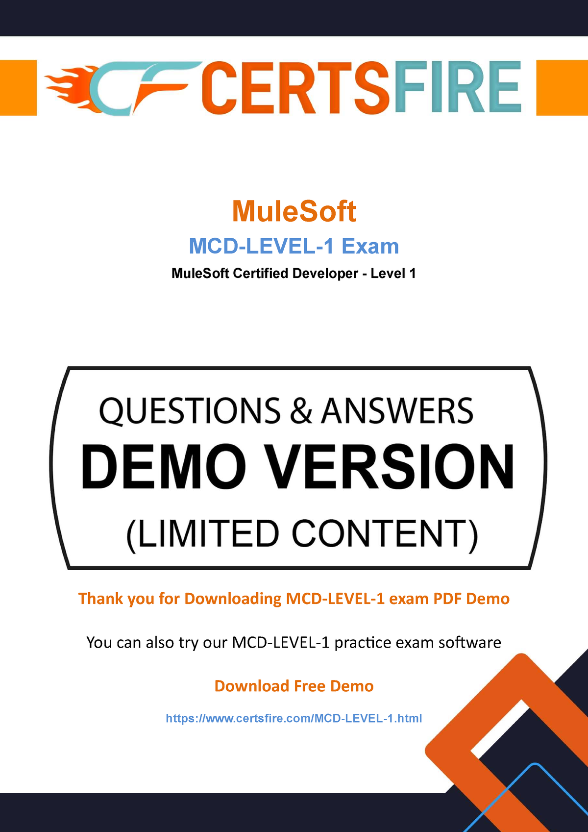 MCD Level 1 Demo - Dfgb - MuleSoft MCD-LEVEL- 1 Exam MuleSoft Certified ...