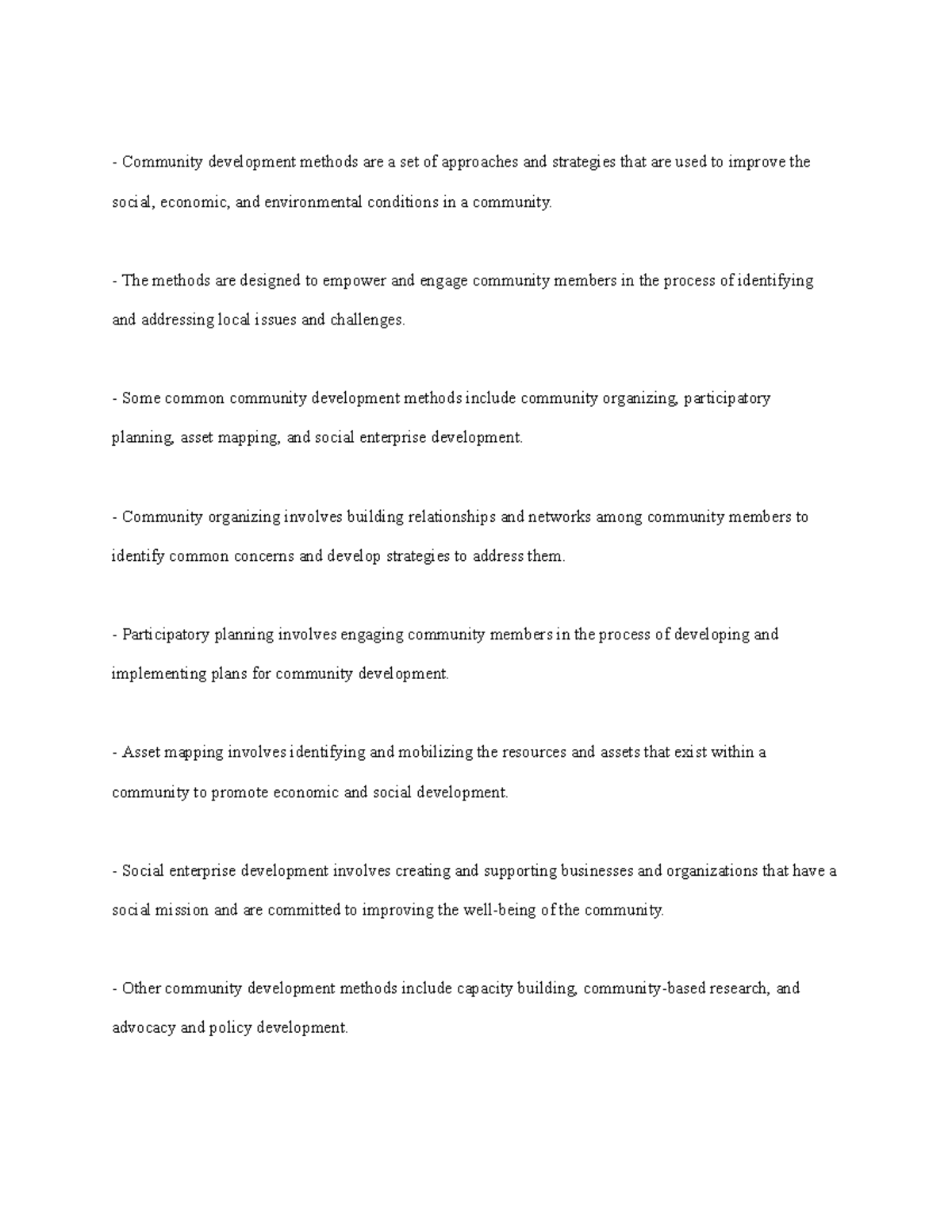 Notes on Community Development Methods - Community development methods ...