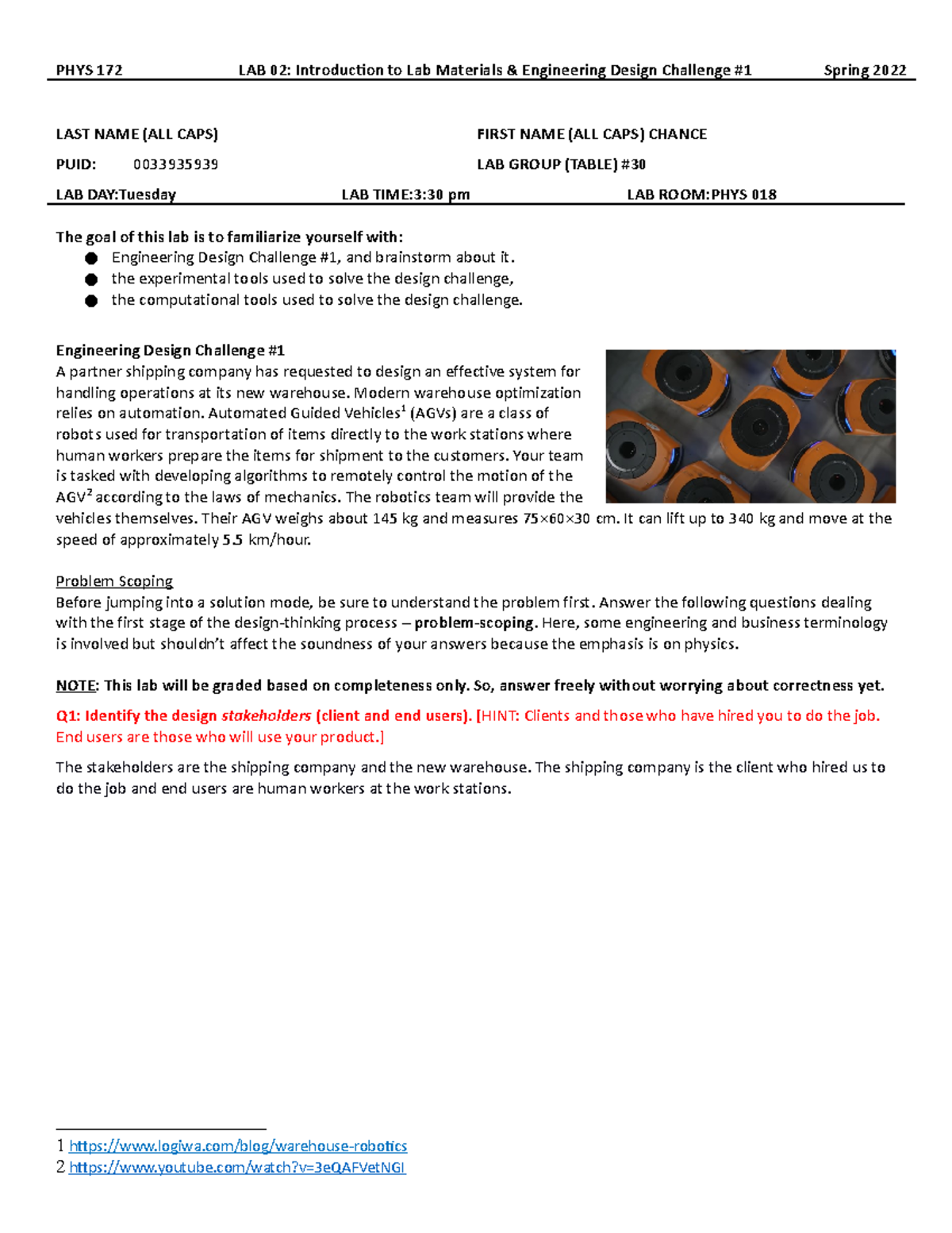 PHYS172-S22-Lab02 - Lab report - PHYS 172 LAB 02: Introduction to Lab ...