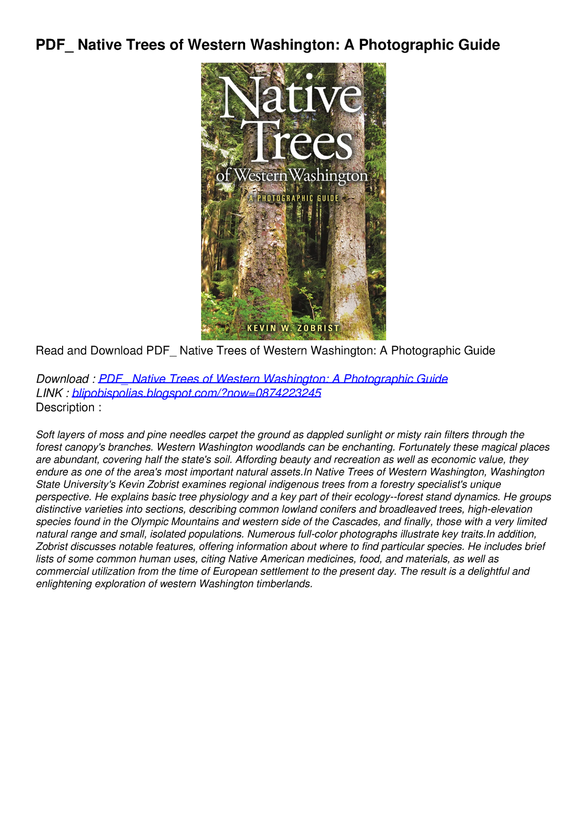 PDF_ Native Trees of Western Washington: A Photographic Guide ...