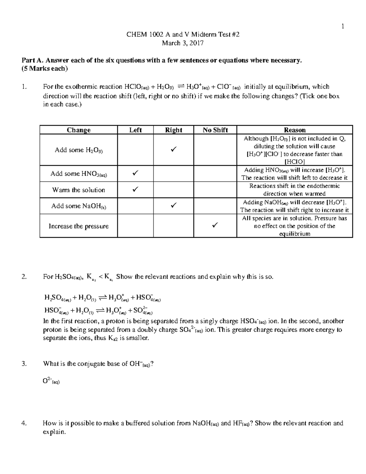 Midterm #2-3 - CHEM 1002 A and V Midterm Test # March 3, 2017 Part A ...