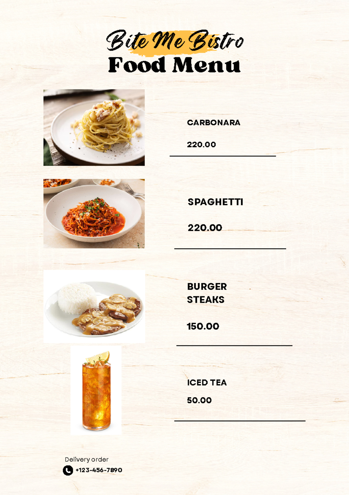Food-menu - FOOD MENU - BS tourism management - Food Menu Bite Me ...