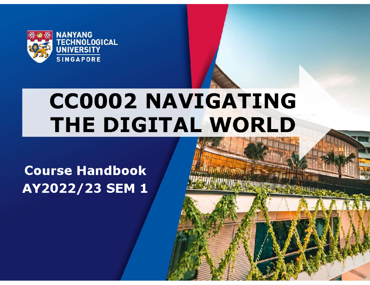 CC0002 Course Handbook 2022-08-03 - Course Handbook AY2022/23 SEM 1 ...