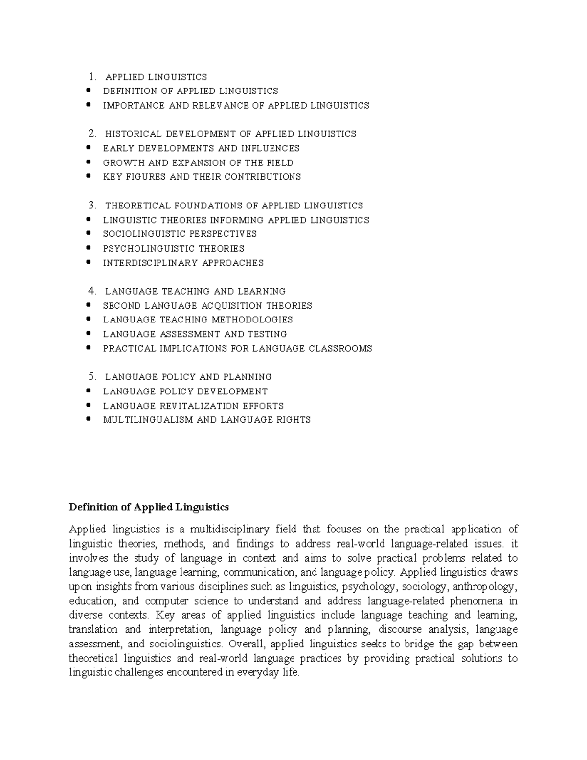Applied linguistics - 1. APPLIED LINGUISTICS DEFINITION OF APPLIED ...