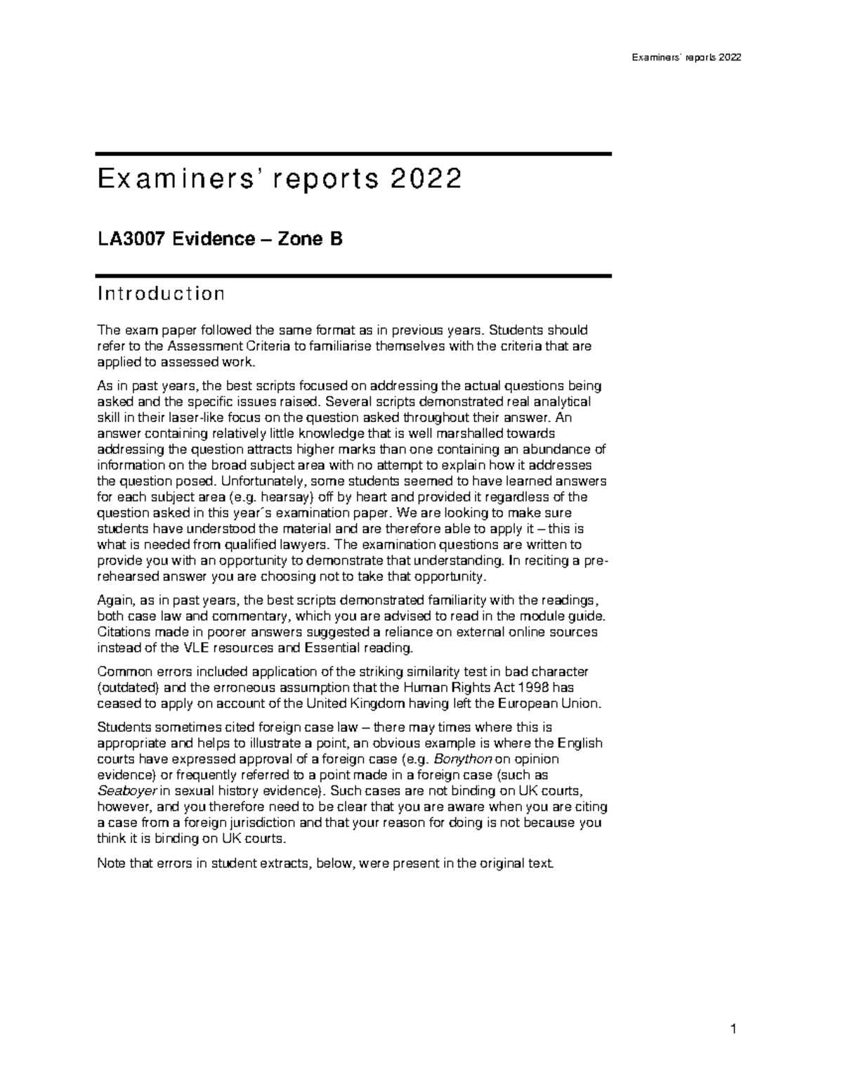 Evidence report 2022 B - dun copy - Examiners’ reports 2022 Examiners ...