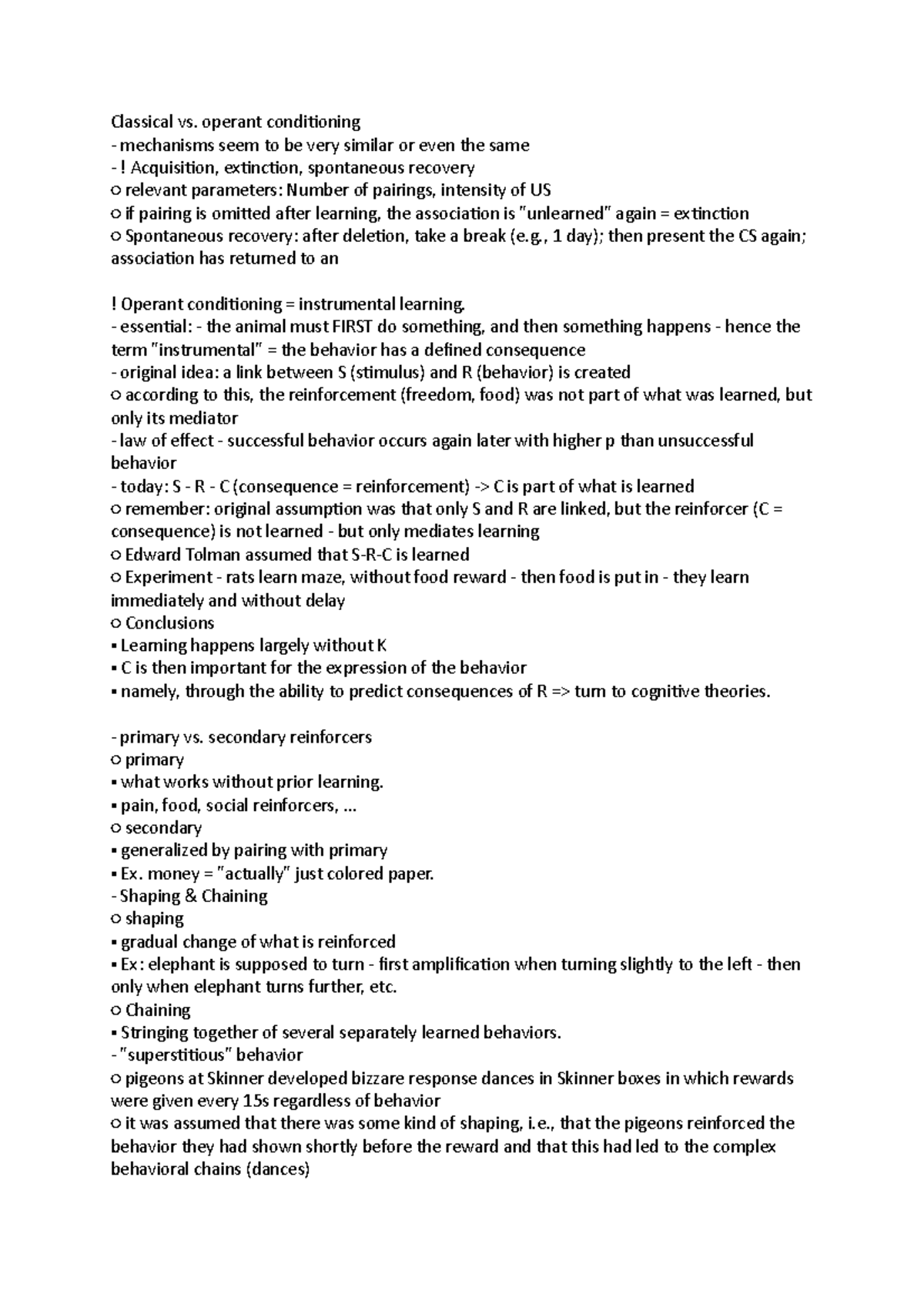 Classical Vs - Introductory Psychology - Classical Vs. Operant ...