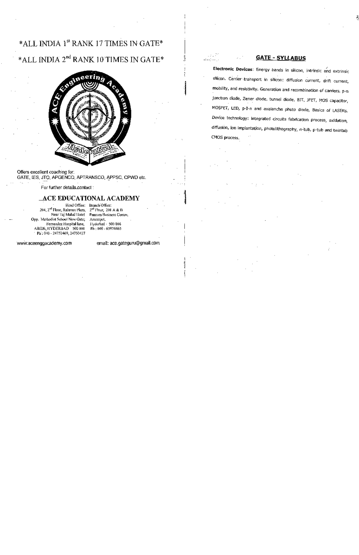 Electronic DevicesACEEC (gate2016 analog circuits Studocu