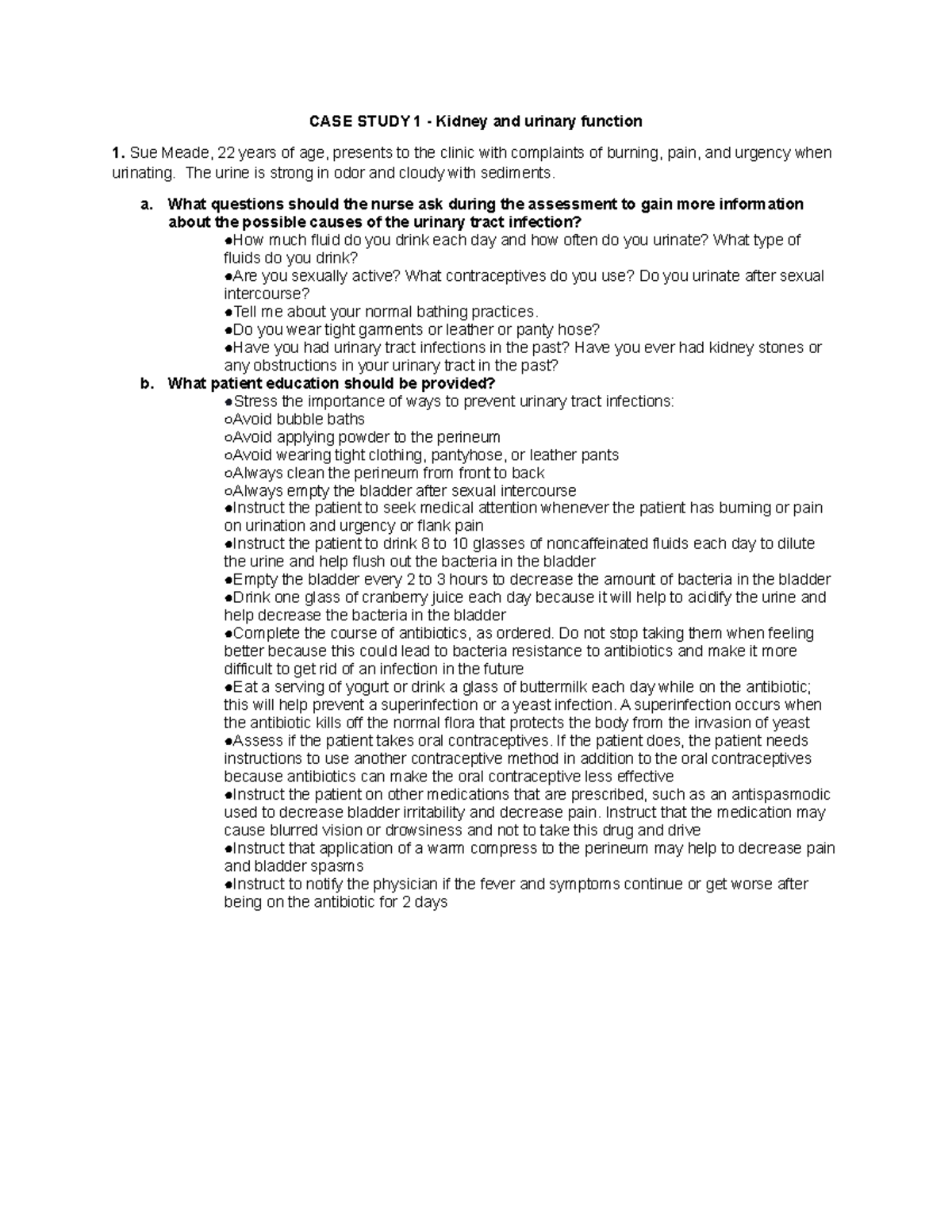 CASE Study 11 Kidney and urinary CASE STUDY 1 Kidney and urinary