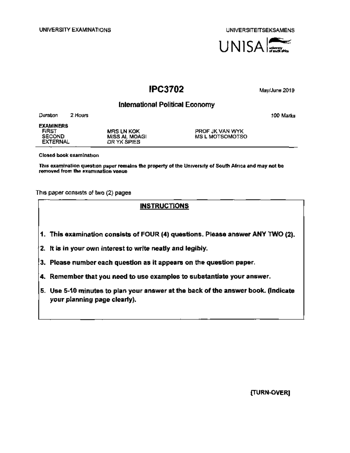 IPC3702 2019 6 E 1 - pdf1 - PLC3701 - Studocu