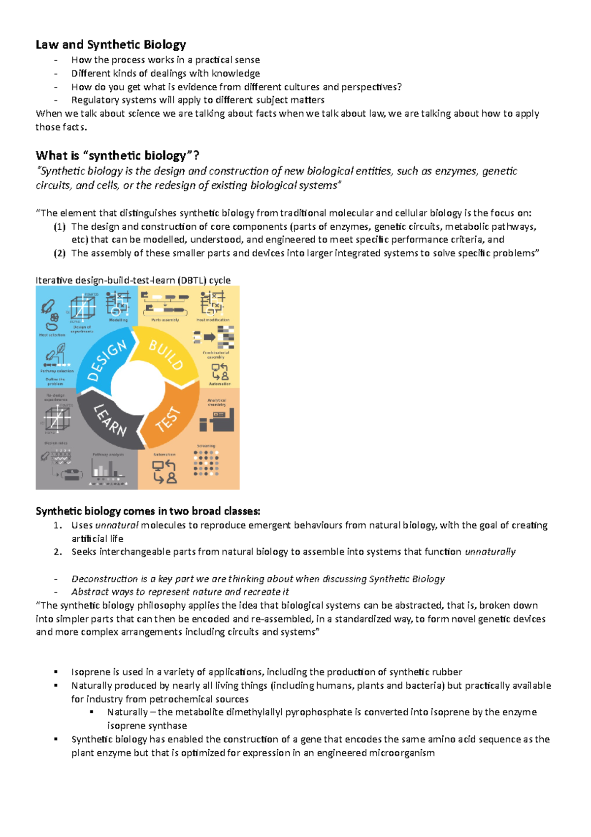 Lecture 1 Law and Synthetic Biology Law and Synthetic Biology How